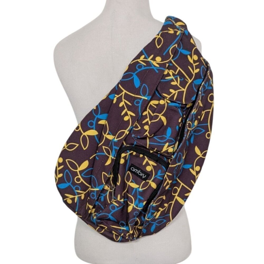 Ambry Floral Sling Bag Purple Crossbody Shoulder Purse Adjustable Backpack